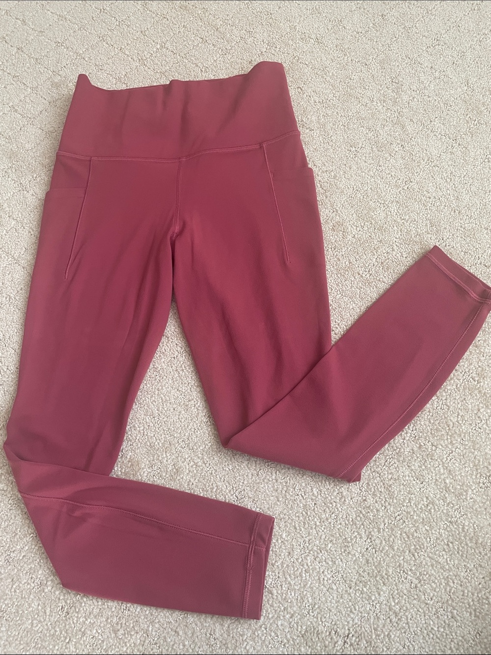 Athleta Rose Pink Salutation Stash Pocket Tights